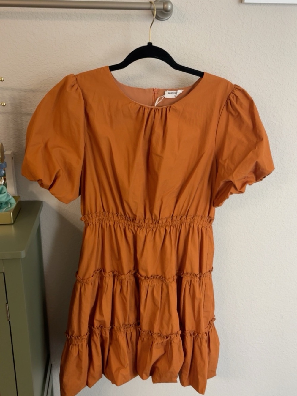Smocked Tiered Mini Dress in Burnt Orange
